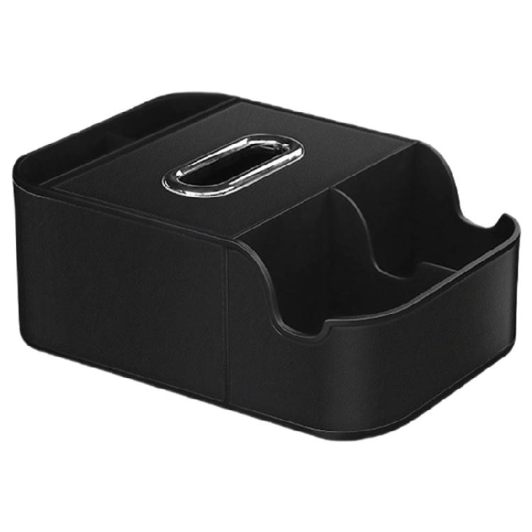

Car Interior Storage Box Tissue Holder Cup Holders Phone Slot Leather Tray Car Seat Organizer Armrest Extra Storage Box чёрный