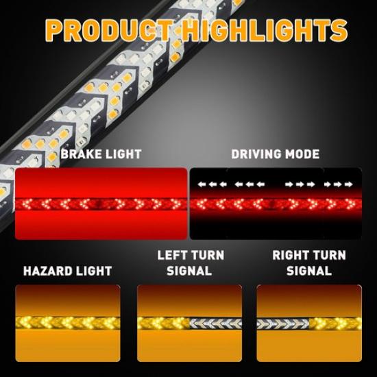 12V LED Light Tailgate Bar Strip Turn Singal Brake Reverse Tail Warning Lamps