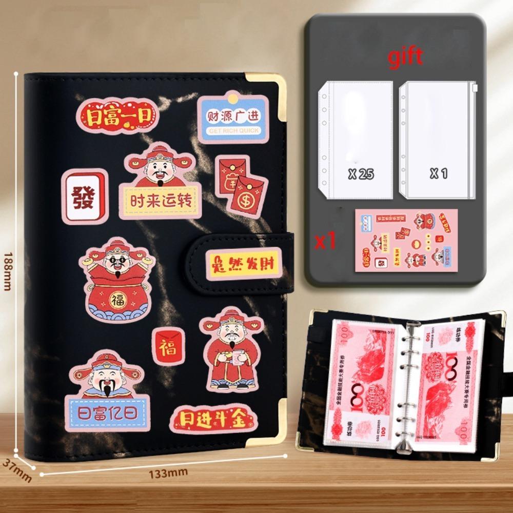 

PU Banknote Colletion Booklet Large Capacity Mini Binder Savings Challenge Couples 6