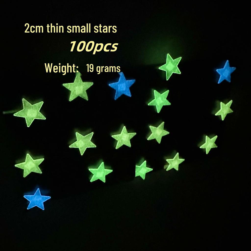 Luminous Star Wall and Window Stickers - Fluorescent 5-Point Stars with 3D Fridge Magnets