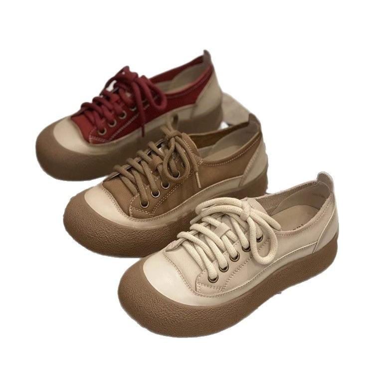 Retro ugly cute thick baseplate shoes women's autumn 2025 new soft sole versatile popular white shoes casual big head shoes