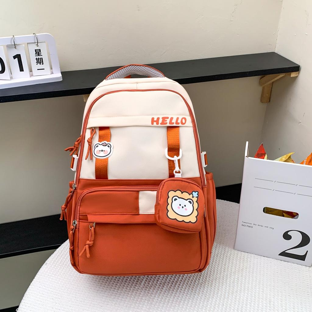Summer new Korean version ins college style contrasting color schoolbag high value primary school students grades 3-6 multi-compartment backpack