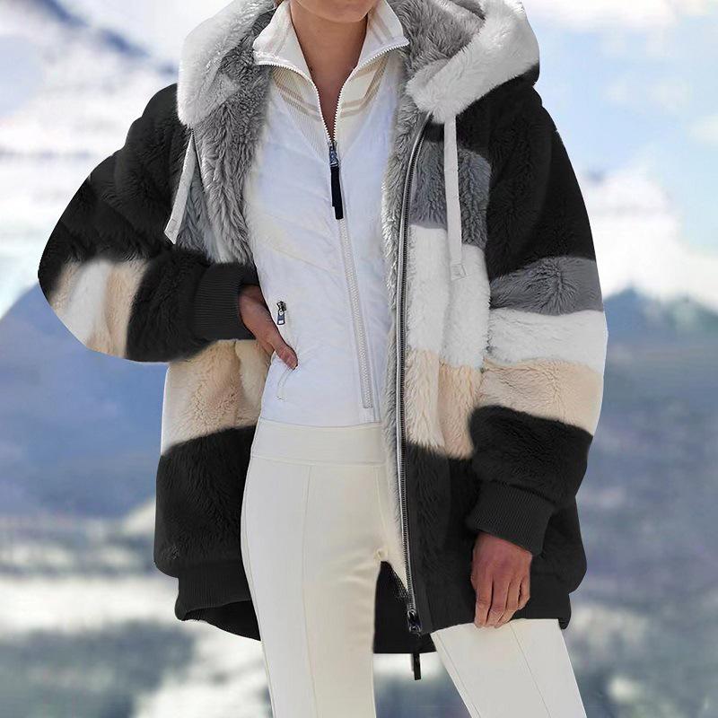 2025 Women's Autumn and Winter Loose Plush Multi-Color Hooded Jacket: Hot New Style.