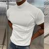 INCERUN Men Mockneck Short Sleeve Solid Color Casual Fittd T-shirts Tops