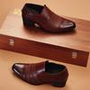 Fashion High End Men's Banquet Dress Shoes High-heeled Pointed Office Business Leather Shoes Classic Brown Men's Leather Loafers