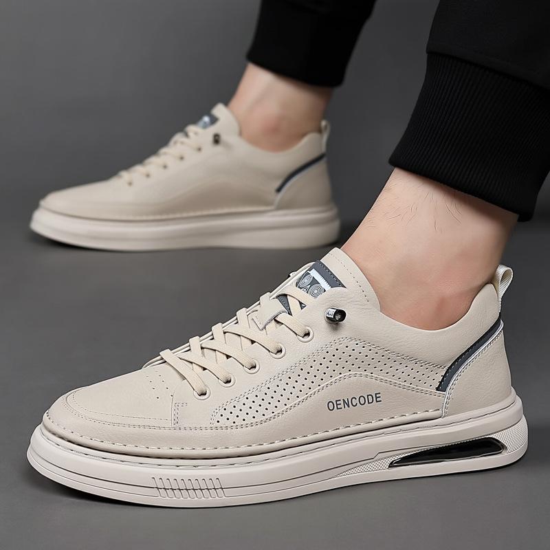 2025 Summer Autumn Trend Men's Shoes Cowhide Fashion Casual Shoes Sports Breathable Soft Sole Versatile Men's Board Shoes