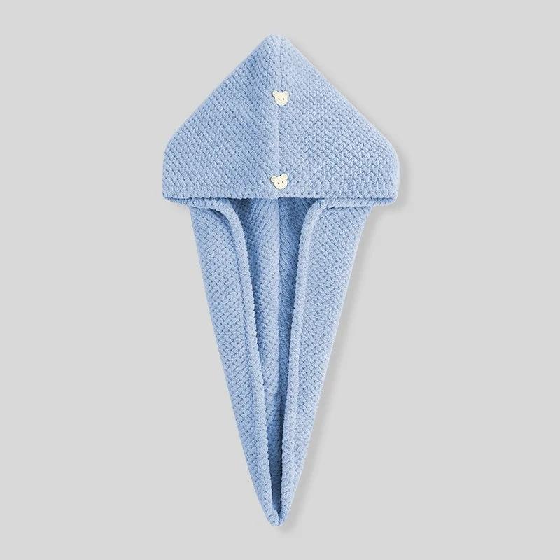 Care Cap with Button Super Absorbent Hair Towel Wrap Fast Drying Hair Wraps Women Bathroom Accessories Microfiber Hair Towel