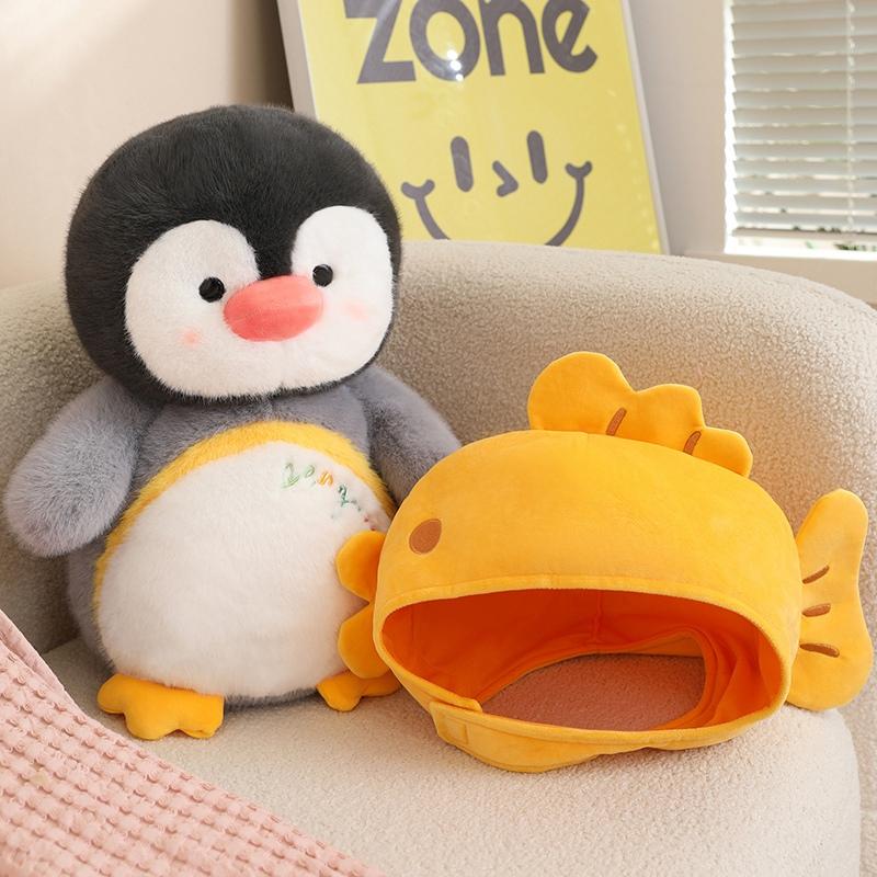 Soft Fat Penguin Wearing Clothes Hats Plush Toy Cute Stuffed Couple Penguin Furry Comforting Doll Sleep Pillow Birthday Gift
