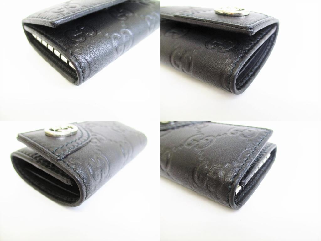 Authentic GUCCI Interlocking G Black Leather 6 Pics Key Cases #8481  Open Box