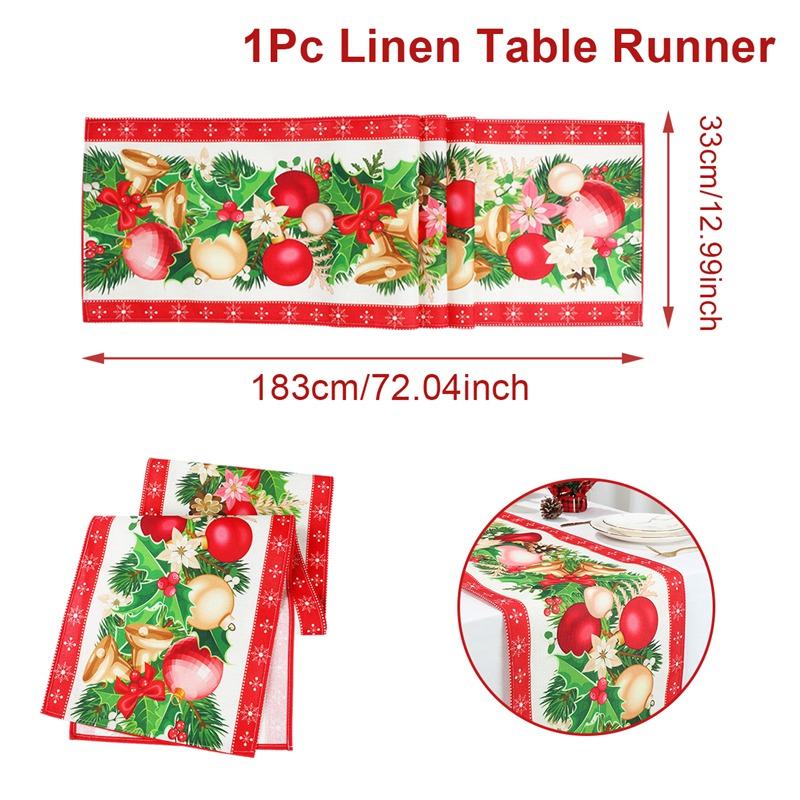 Christmas Linen Table Runner Merry Cristmas Decoration for Home 2024 Xmas Party Decor Ornament Navidad Natal Happy New Year 2025