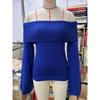 VEZFAA Maglioni monospalla a maniche lunghe con stampa tinta unita, casual, autunno inverno, da donna