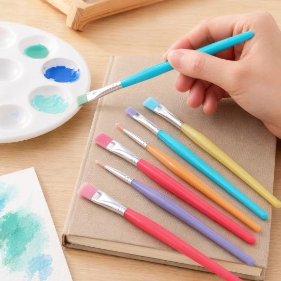 Professional Nylon Brush Set 6PCS Paint Brush, with Candy Colored Design, Flexible Oil Painting Brushes Bristles for Watercolor Acrylic Artist