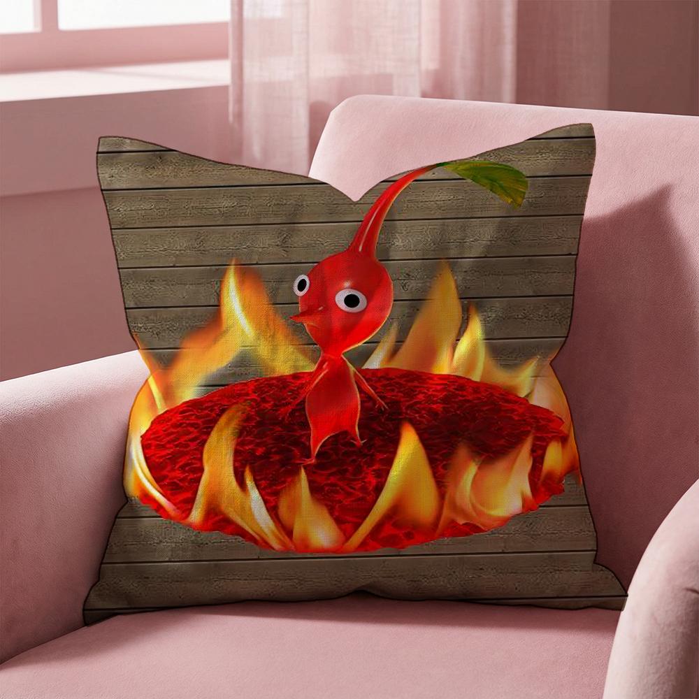 Cartoon Cute PIKMINS Cushion Cover Multi-Scene Pillow Cover for Home & Car - Reversible, Soft & Durable for Daily Use