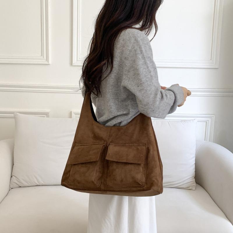 New suede bag retro fashion women's shoulder bag large capacity autumn and winter suede commuter tote bag women