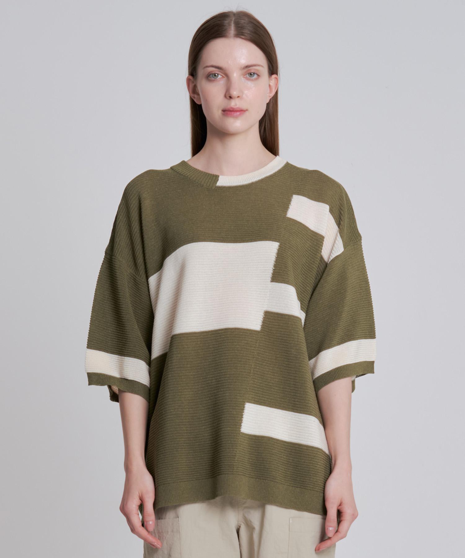 Zensai Block Knit Khaki M