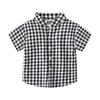 Summer Boys' Lapel Casual Short-Sleeved Top K-style Kids Fashion Small Gingham Baby Stand Collar Button Shirt