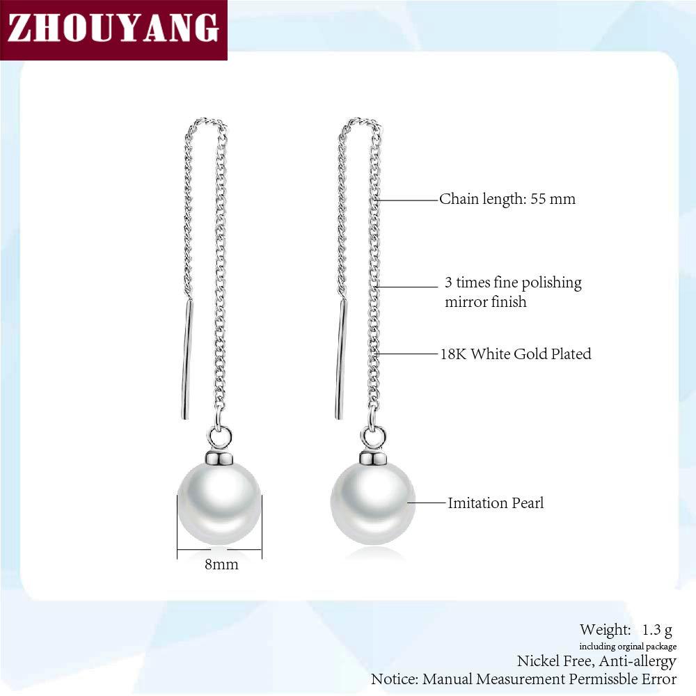 ZHOUYANG Chain Earring For Women Simple Style None Stone Rose Gold Color Ear Line Fashion Jewelry ZYE236 ZYE237