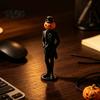 Stable Base Display Piece Pumpkin Gentleman Figurine, Halloween Head Man Statue, Spooky Horror Retro Desktop Decor 3D Printed Ornament for Shelf