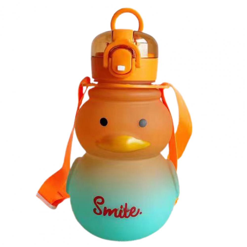Cute Big Belly Water Cup Kawaii Duck Water Bottle with Straw Water-drinking Strap Duck Water Cup