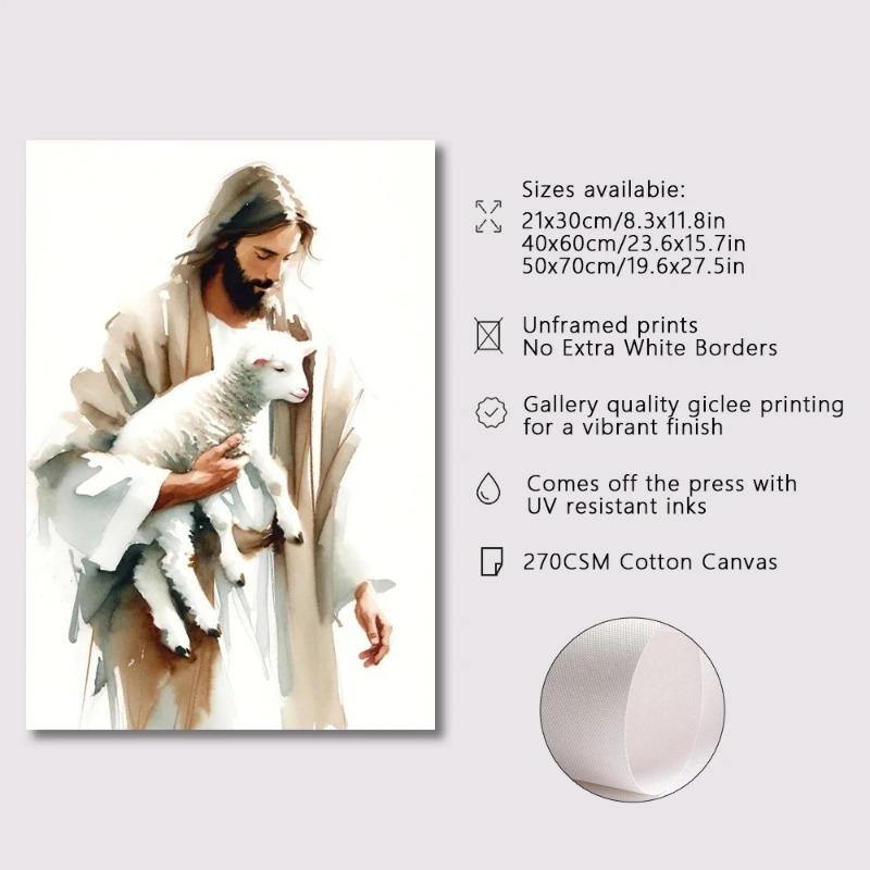 Jesus Sketch Canvas Posters Christian Bible Verse Shepherd Faith Prints Painting Decor Wall Art Poster Living Room Bedroom Decor