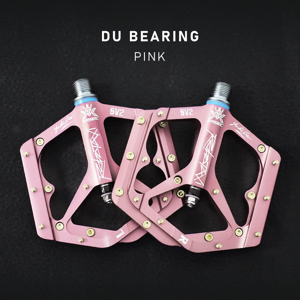 KRSEC Mountain Bike DU Bearing Pedals, Road Bike CNC Aluminum Alloy Pedals with Pins, Sealed Bearings
