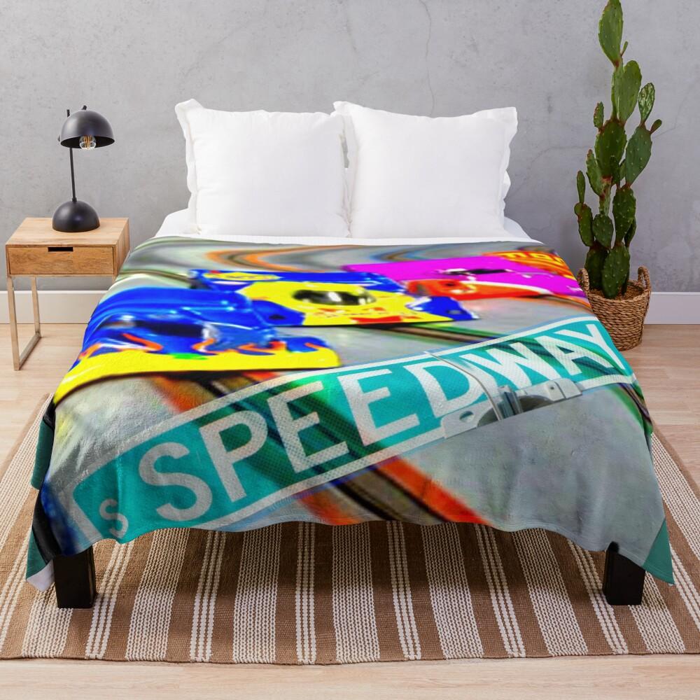 Speedway Slot Cars Throw Blanket