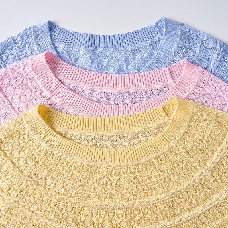 Northern Deer Lyocell Triacetate Round Neck Short Sleeve Knit Top