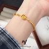 Palace Style 9999 24K Real Gold Braided Bird's Nest Transportation Bead Bracelet for Women 18k Gold Fashion High-end