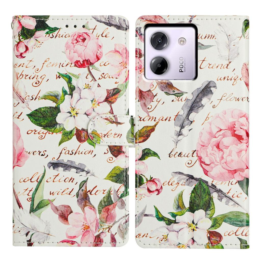 Für Xiaomi Poco M7 Pro 5G Hülle Musterdruck Brieftasche Ständer Flip Leder Handyhülle mit Riemen