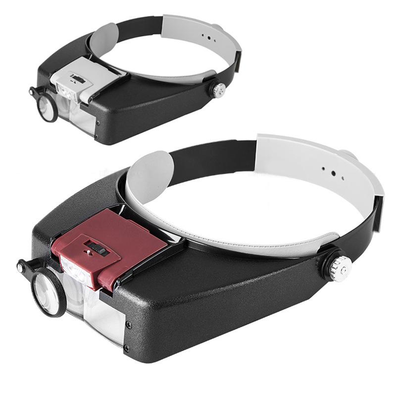10X Stirnbandbrille Lupe Verstellbare Größe LED Lupe Lupenbrille Zum Lesen Optivisor Lupe Beleuchtet