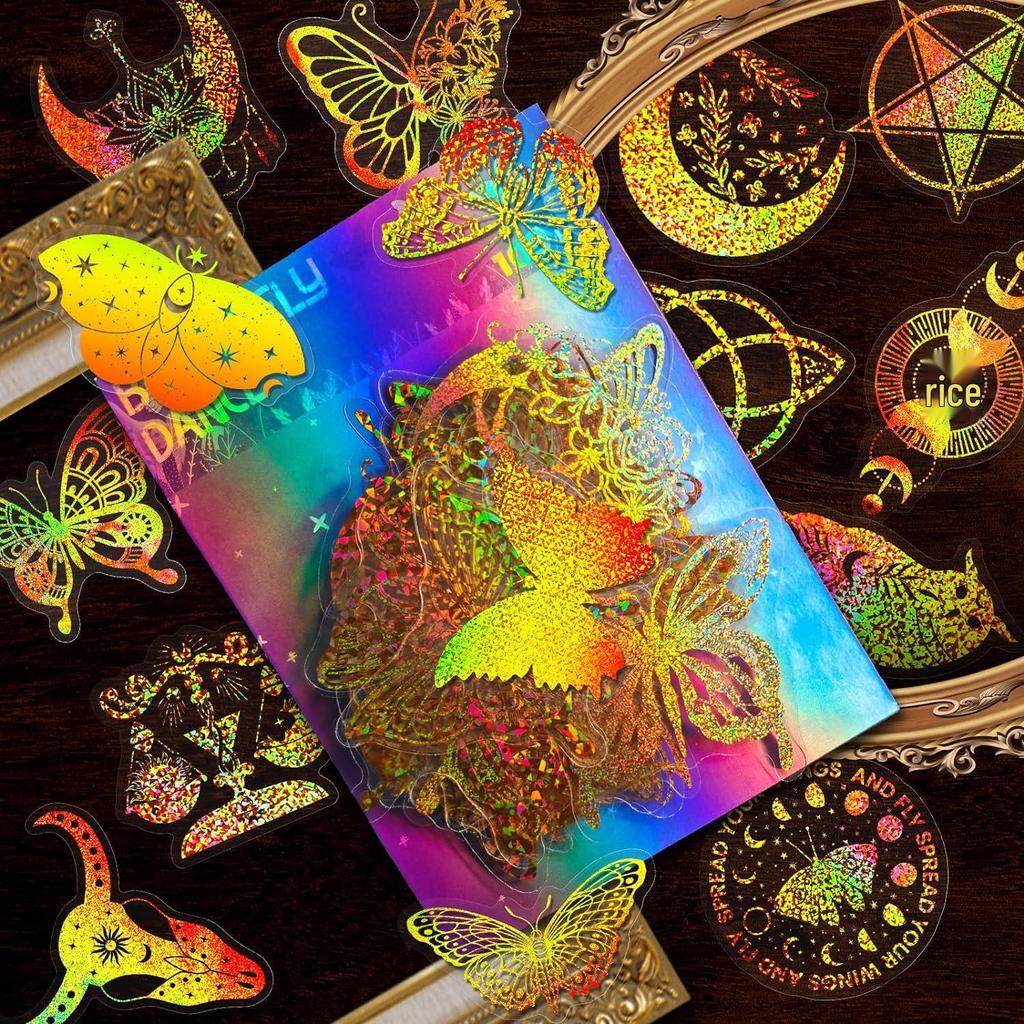 100 Transparent Butterfly Holographic PET Laser Stickers