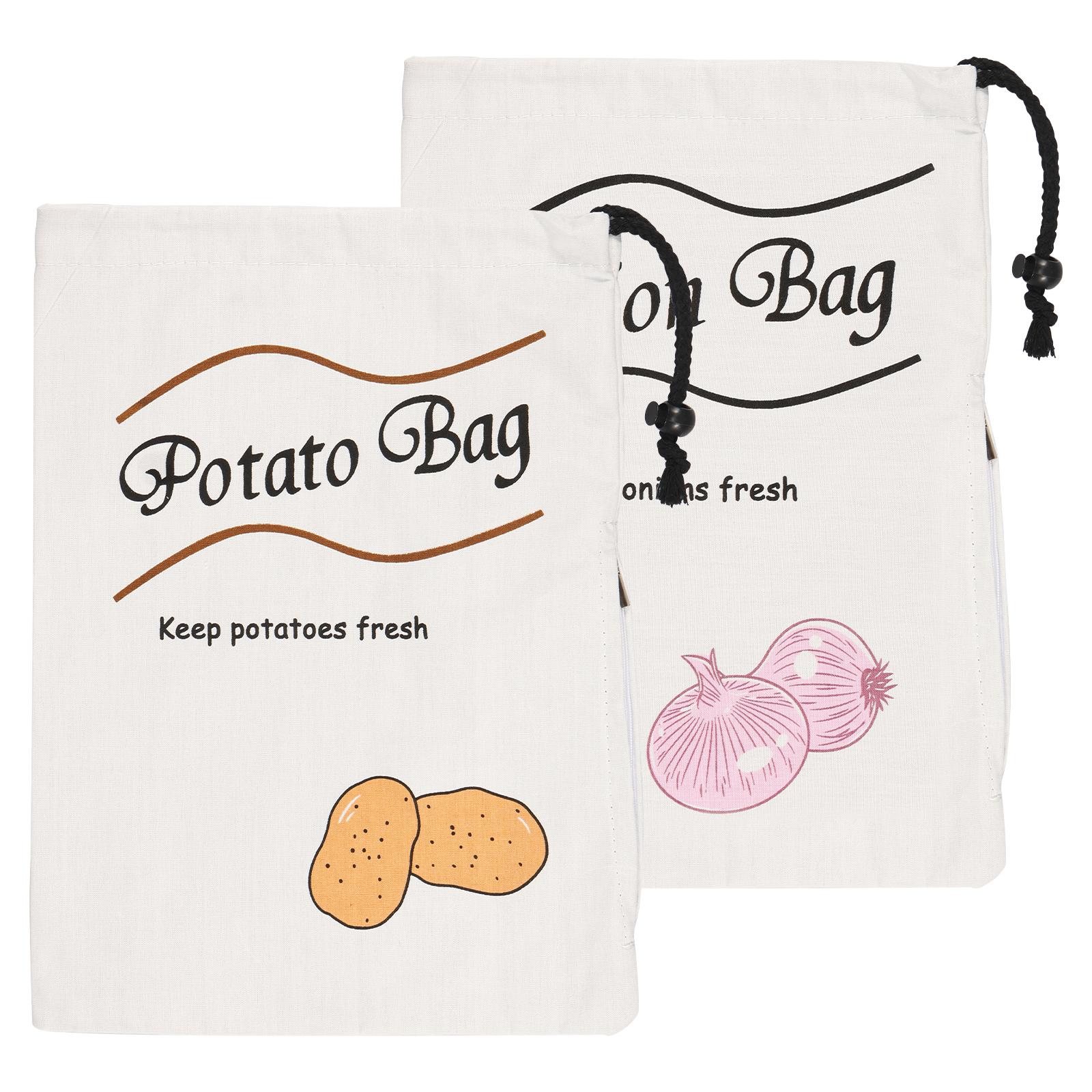 

2/3PCS Potato Onion Storage Bag Reusable Vegetable Pepper Household Storage Sack with Bidirectional Drawstring Max. 8 pounds L35CM W26CM