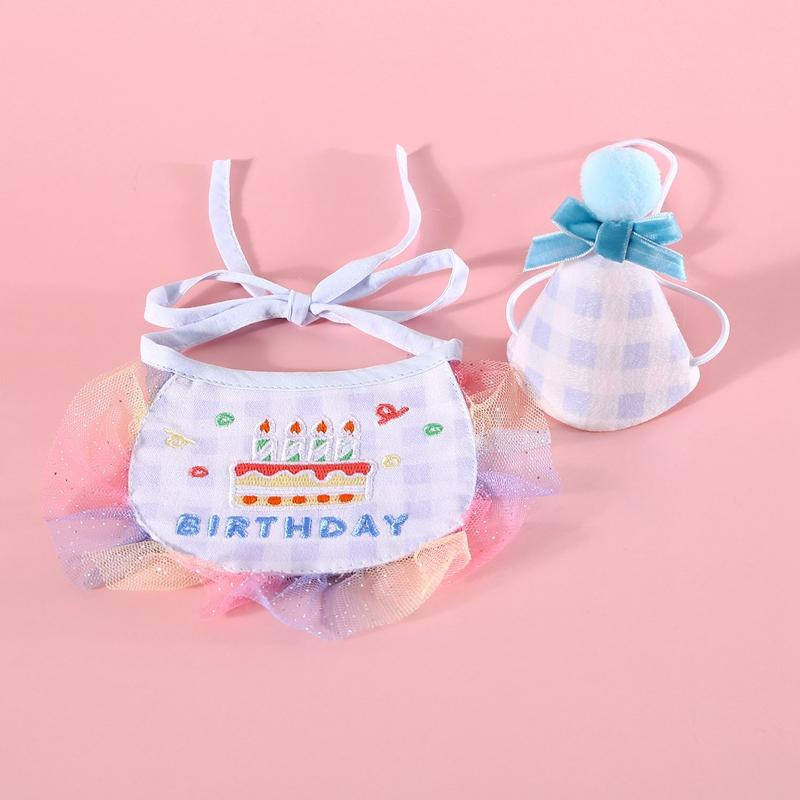 Pet Cat Dog Party Decoration Set Dog Puppy Birthday Triangle Scarf Hat Bow Tie Dogs Birthday Decoration Supplies Pet Supplies