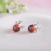 Red Garnet Deer Earrings: 925 Silver Christmas Jewelry for Women, Japanese & Korean Style