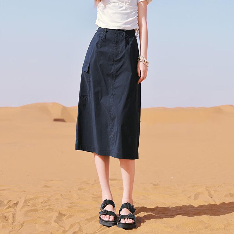 Xiangying Women s Navy A-Line Cargo Skirt L