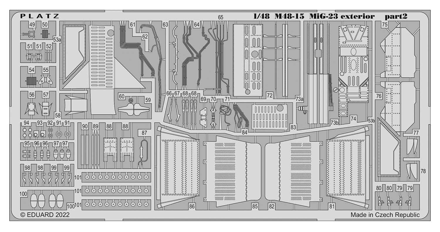 

Platz Frogger parts for exterior plastic model parts 1/48 MiG-23 photo-etched M48-15