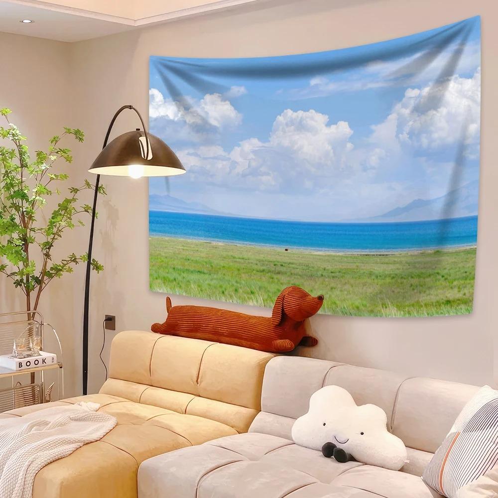 Grassland Snow Mountain Print Fashion Home Decoration Tapestry Living Room Bedroom Tapestry