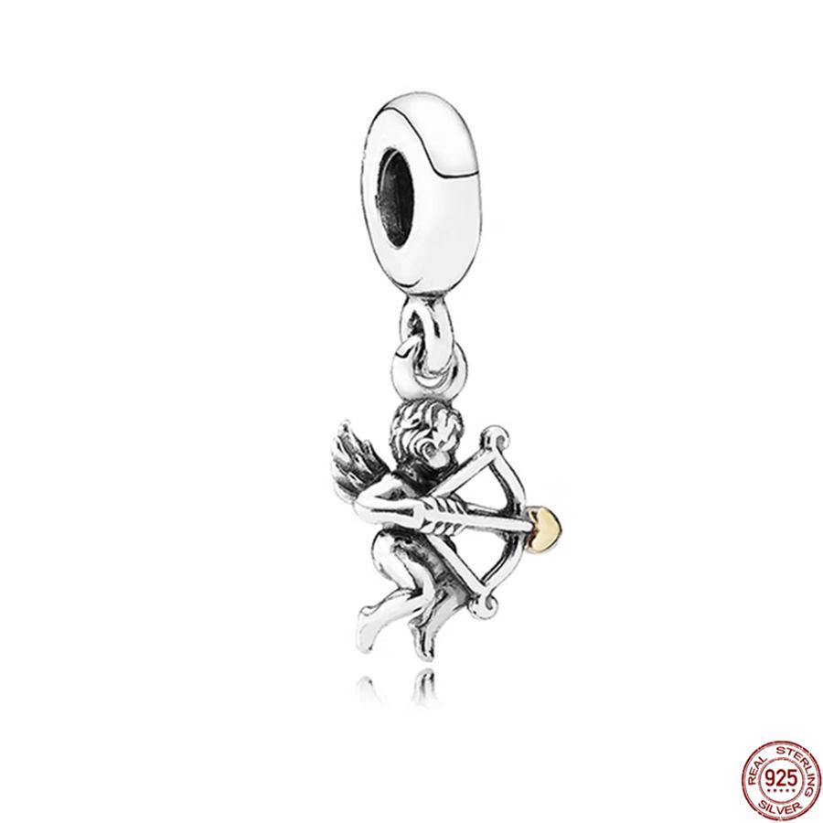 HotSale S925 Sterling Silver Heart Winged Angel Guardian Dangle Charm Bead Fit Original Bracelet DIY Fashion Jewelry Gift