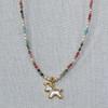 Colorful Unicorn Pendant Necklace with Imitation Pearls & Genuine Stone Beads, Inspired by Japanese & Korean Niche Design