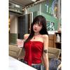 Summer explosion pure desire Spice girl style personalized design feeling pleated tube top short top women's versatile slim fit