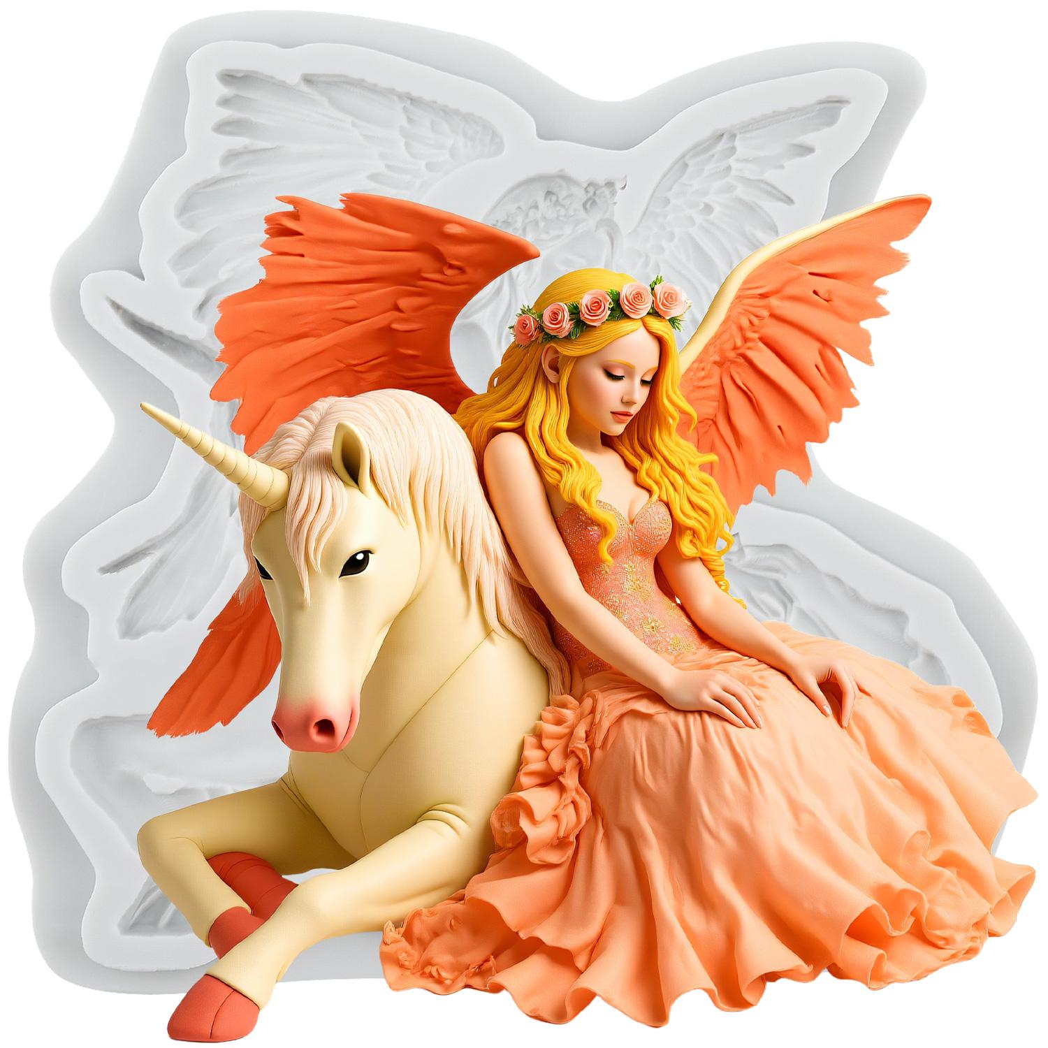 

Angel Silicone Mold Unicorn Fondant Molds Cake Decorating Tools Theme Cake Dessert Decorated Chocolate Candy Mold серый