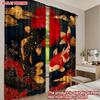 Set Of 2 Koi Fish Curtains Flat Digital Print Japanese Asian Style Red Black Carp Gold Clouds Sun Living Room Curtain Polyester Ideal For Sitting