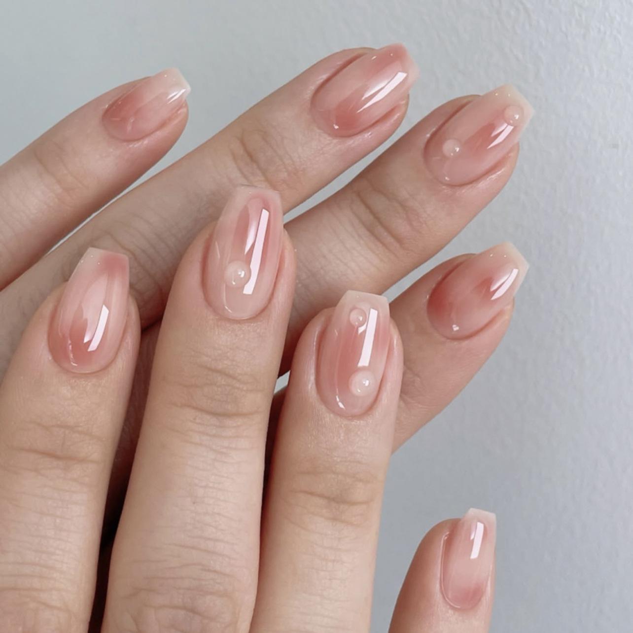 Simple Ins Style 3D Blush Gradient Press-On Nails - Gentle Temperament Nail Art Tips