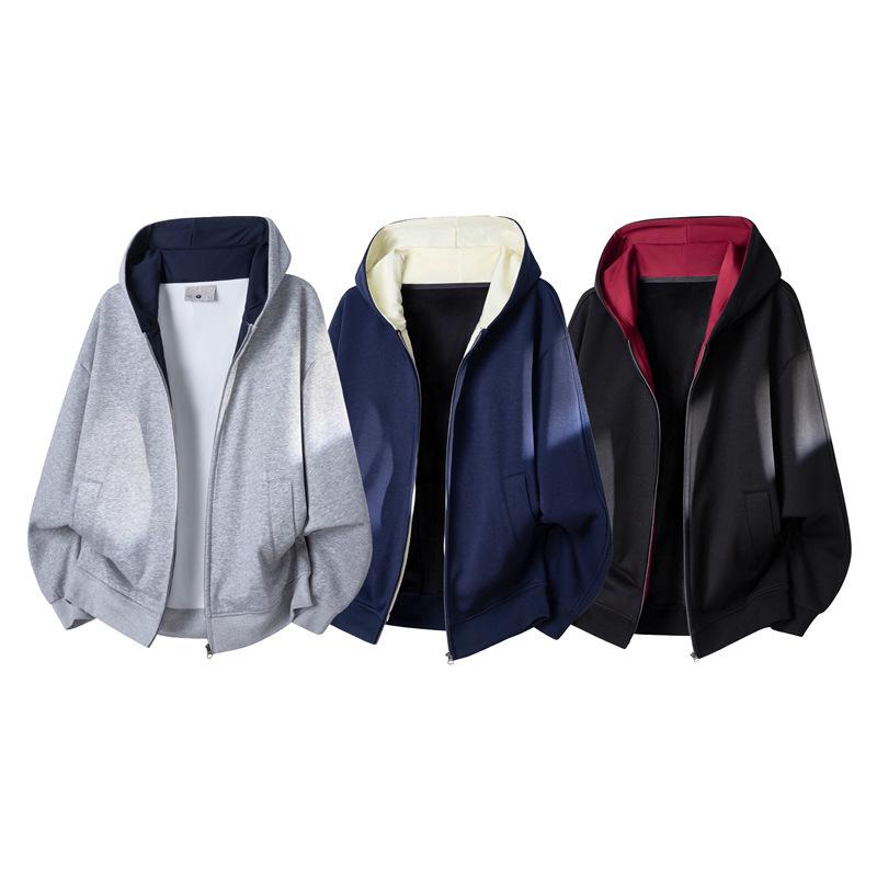 Dragon Spirit Men's Velvet Thick Winter Color Block Hoodie - Warm, Loose Casual Outerwear
