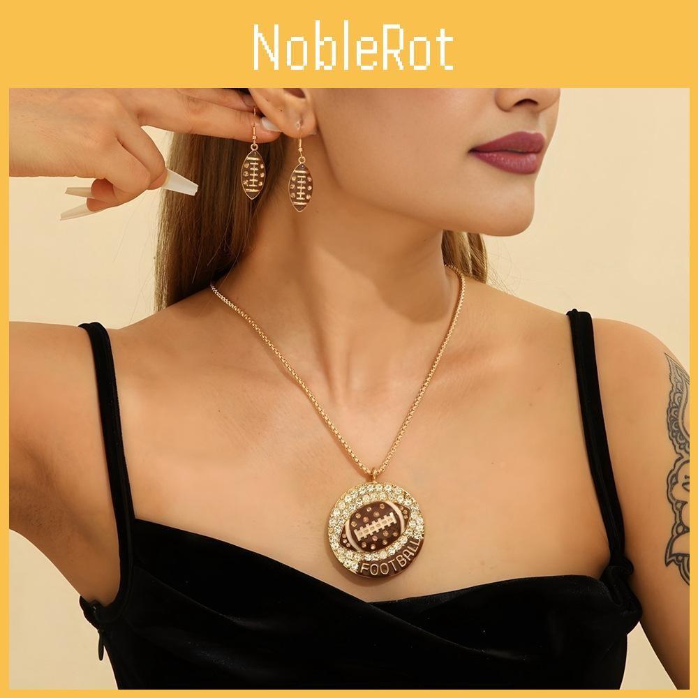 Zirconia Water Durable Rugby Jewelry Set With Pendant And Earrings For Sports Fans And Collectors