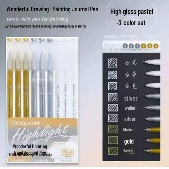 Blue Fruit Nine-Color Gel Journal Pens for Students - Doodle, Color, and Highlight with Fluorescent Markers