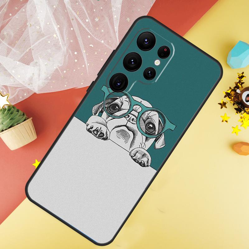 Cute Pug Dog Funda For Samsung Galaxy S24 Ultra S23 S22 Plus S21 S20 FE S8 S9 S10 Note 10 20 Ultra Case