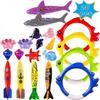 20Pcs Summer Pool Diving Toys Set for Kids, Underwater Swim Game Sinking Toys with Torpedoes, Gems, Sharks, Rings & Sea Animals, Fun Swimming Gifts Fo