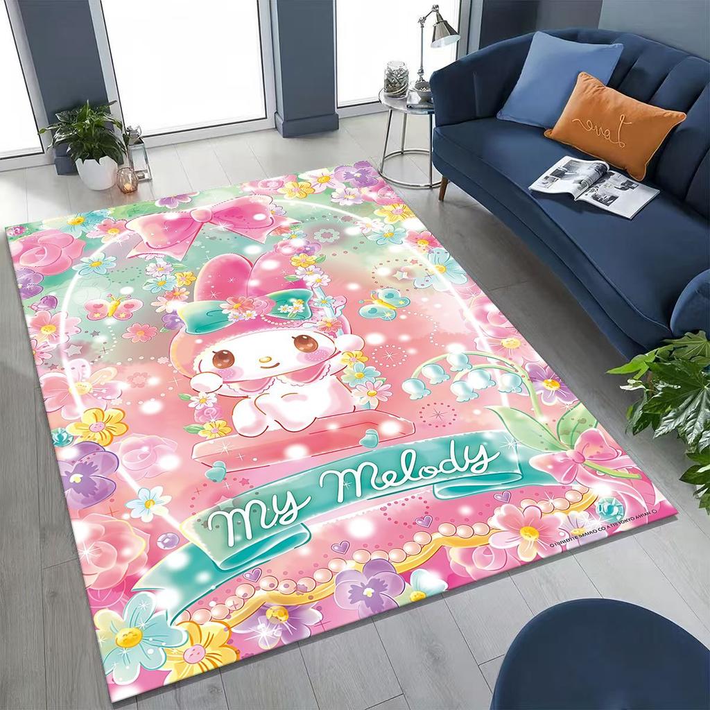 27 Style Cute My Melody Sanrio Rug for Bedroom Living Room Sofa Home Doormat Decor, Large Kids Play Non-slip Floor Mat Gift