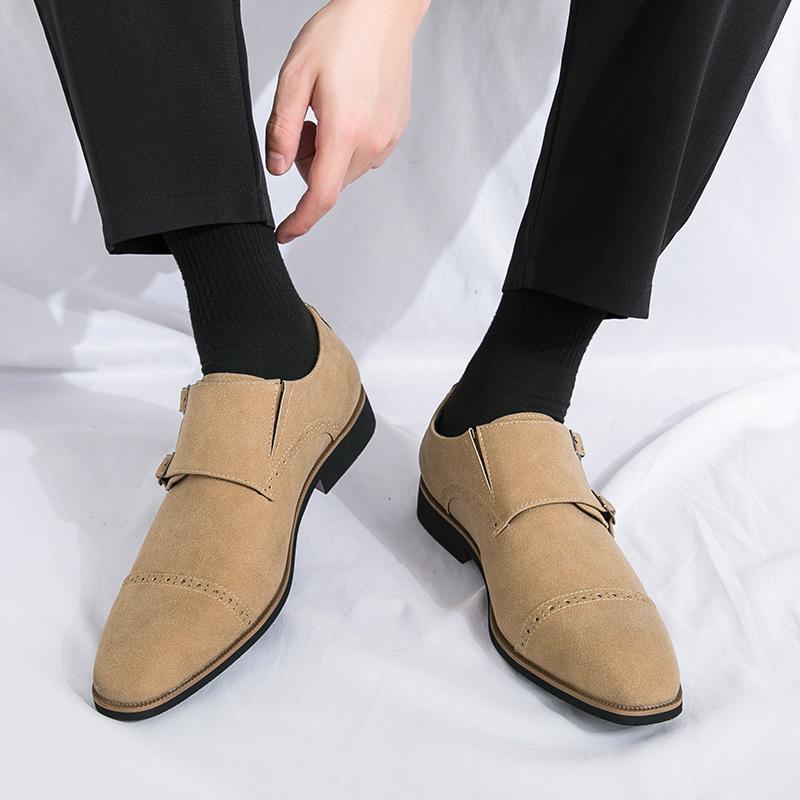 2024Luxury Brand Men Genuine Leather Shoes Suede Stylish Designer Low Heel Loafers Shoes Classi Casual Suede Business Dress Shoe